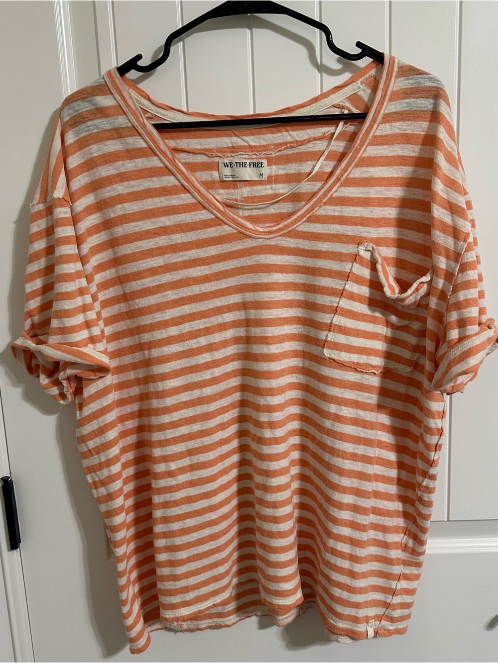 Free People We The Free Women's "All I Need" Grapefruit  Striped M T-Shirt Short